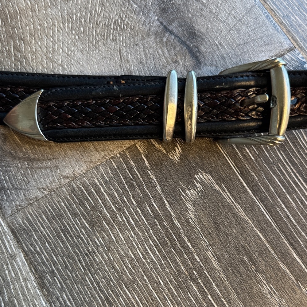 Tommy Bahama Two-Tone Braided Leather Belt in Black and Brown 0436 - Picture 4 of 5